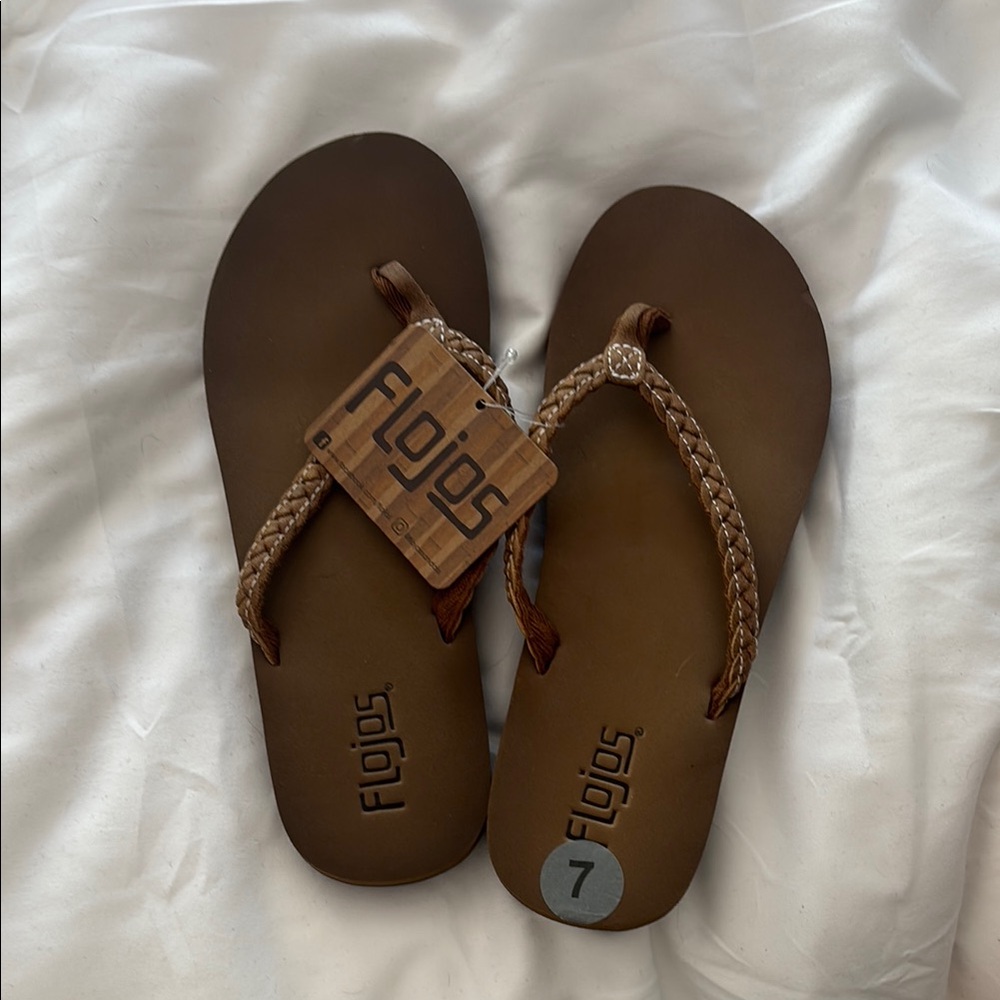 Flojos Tan Braided Strap Sandals